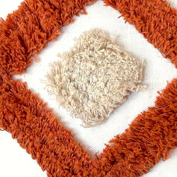 2 Sizes Burnt Orange Beige Boho Tufted Geometric Tassels Throw Pillow Cover New - Picture 6 of 9